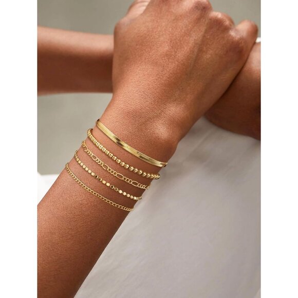 Women Gold Bracelet Pack Waterproof DaintyTrendy Jewelry Set Fashion Stackable - Picture 3 of 9